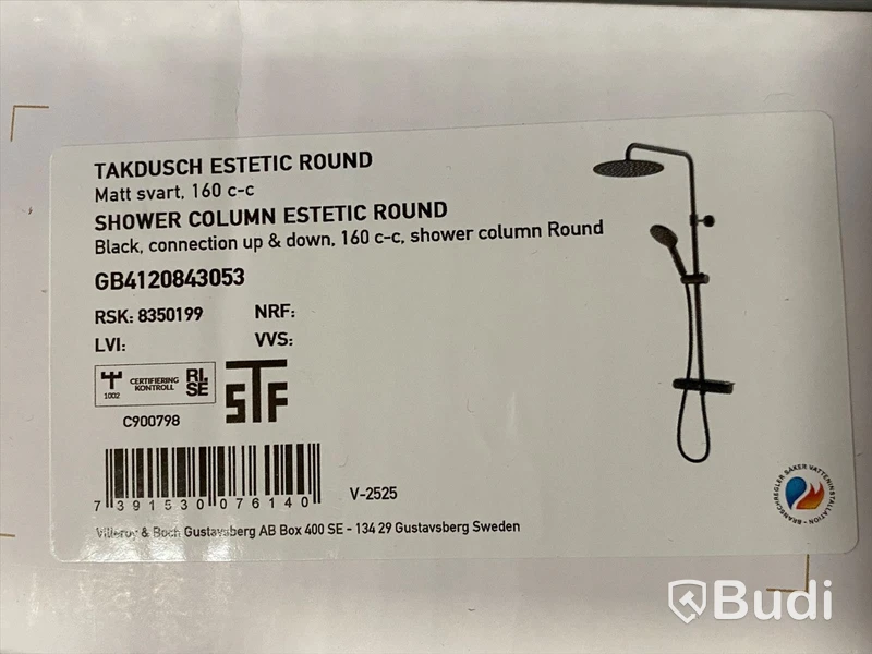 TAKDUSCHPAKET GBG ESTETIC ROUND, 160CC, SVART
