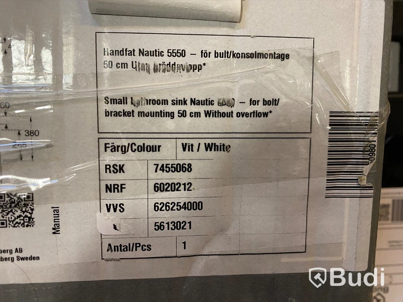 HANDFAT GUSTAVSBERG NAUTIC 5550 VIT 50CM