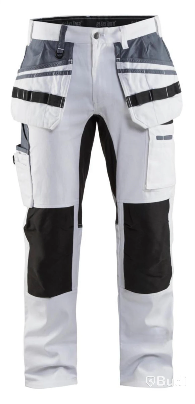 (NEW) PAINTER'S TROUSERS BLK TRETC, WHITE/BLACK, SIZE D96
