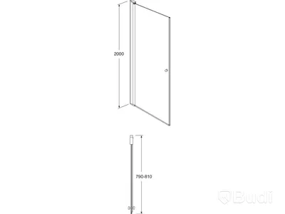 Duschdörr Gustavsberg Square rak, klarglas, 790 x 2000 mm, krom