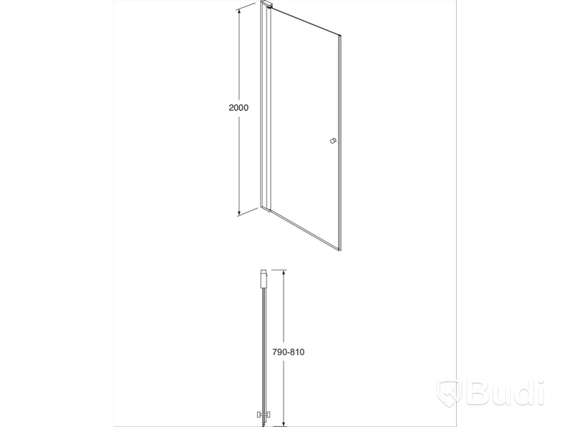 Duschdörr Gustavsberg Square rak, klarglas, 790 x 2000 mm, krom