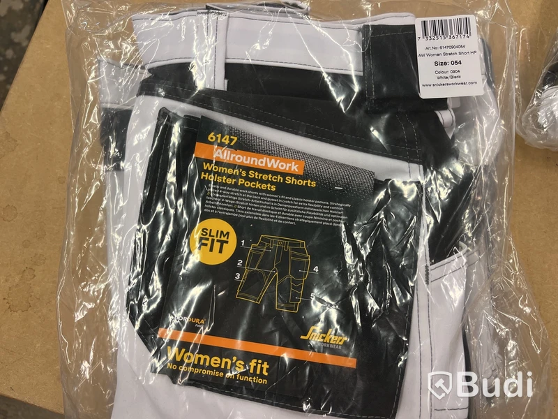 2 st. 6147 AllroundWork Snickers Workwear Shorts stretch, dam, vit/svart Vit/Svart Size54