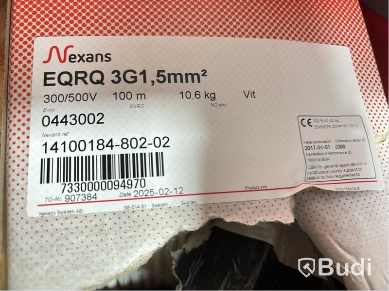 INSTALLATIONSKABEL NEXANS, EQRQ 300/500 V, 100M, HALOGENFRI