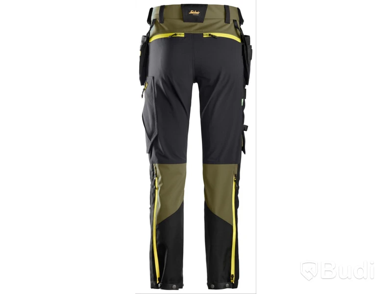 (NEW) SNICKERS 6940 SOFTSHELL TROUSERS, GREEN/GREY FW HF, SIZE 46