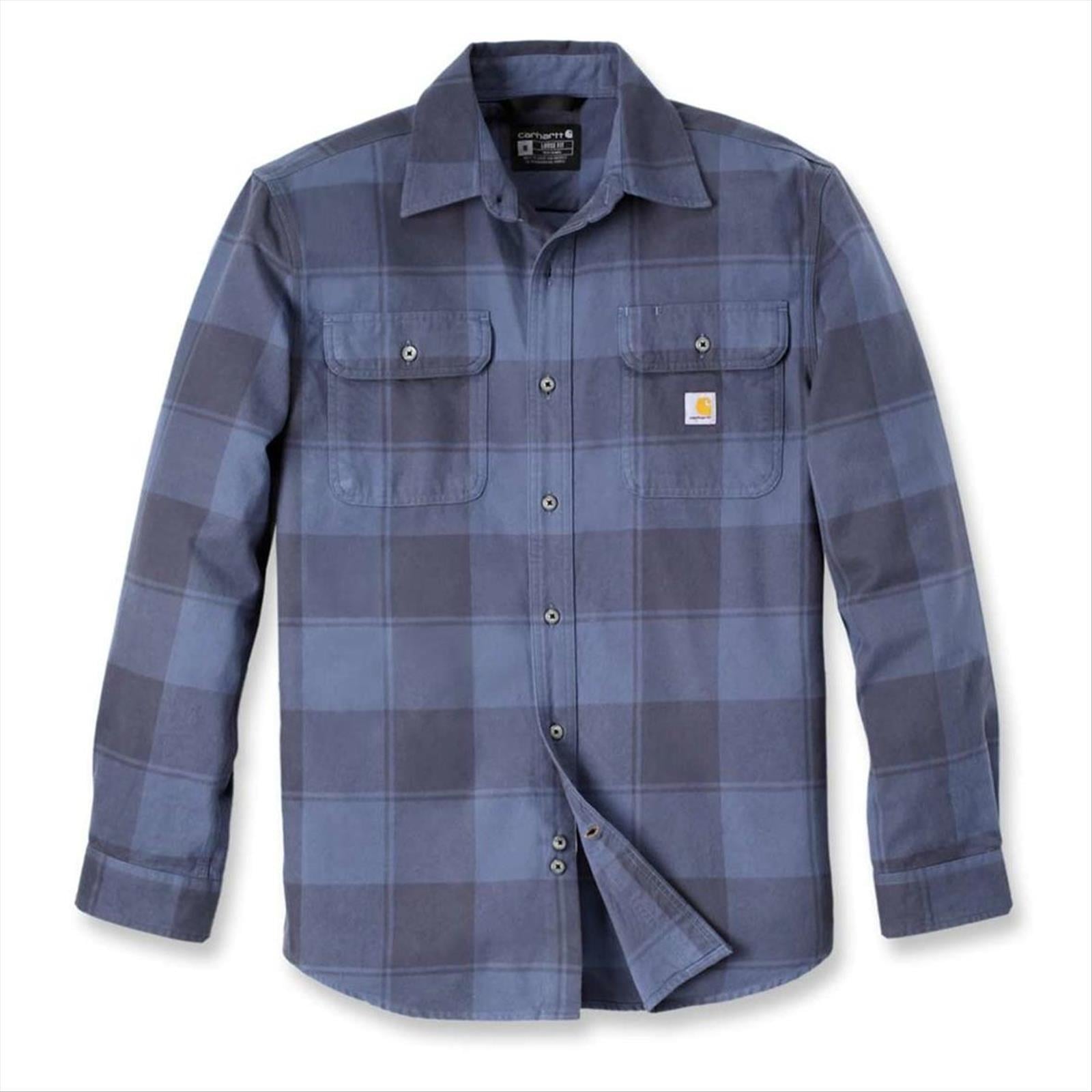 (NEW) CARHARTT FLANNEL SHIRT, 106356I26, BLUE, SIZE L