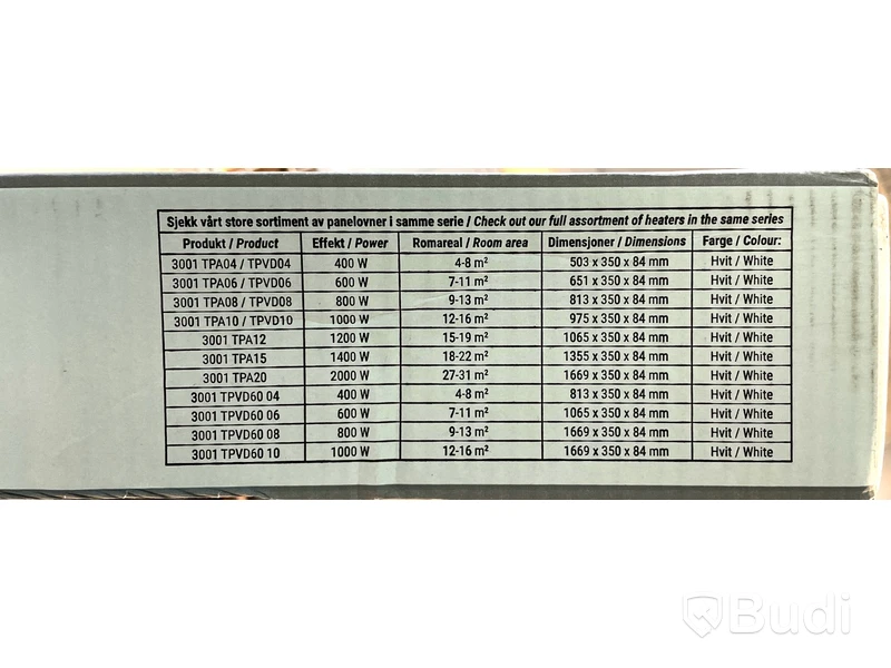 RADIATOR GLAMOX, 3001 TPA20 400V, UTAN TERMOSTAT. 2000W
