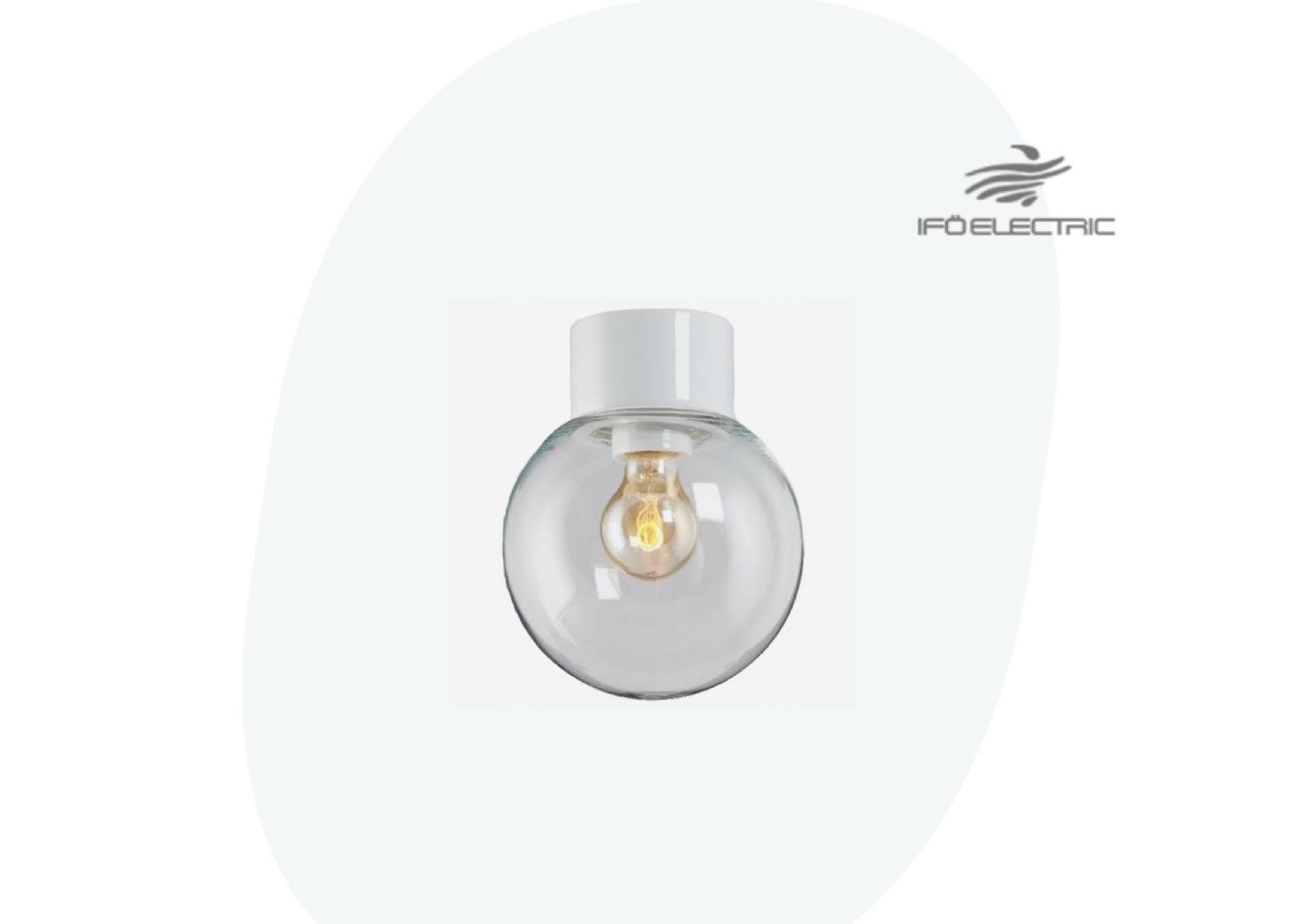 (NEW) IFÖ ELECTRIC CLASSIC GLOB 180 IP54 CEILING LIGHT, STRAIGHT, E27, STRAIGHT