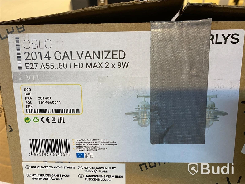 ARMATUR MED 2 ST. LYKTOR, OSLO GALV, 2X60W E27 IP54