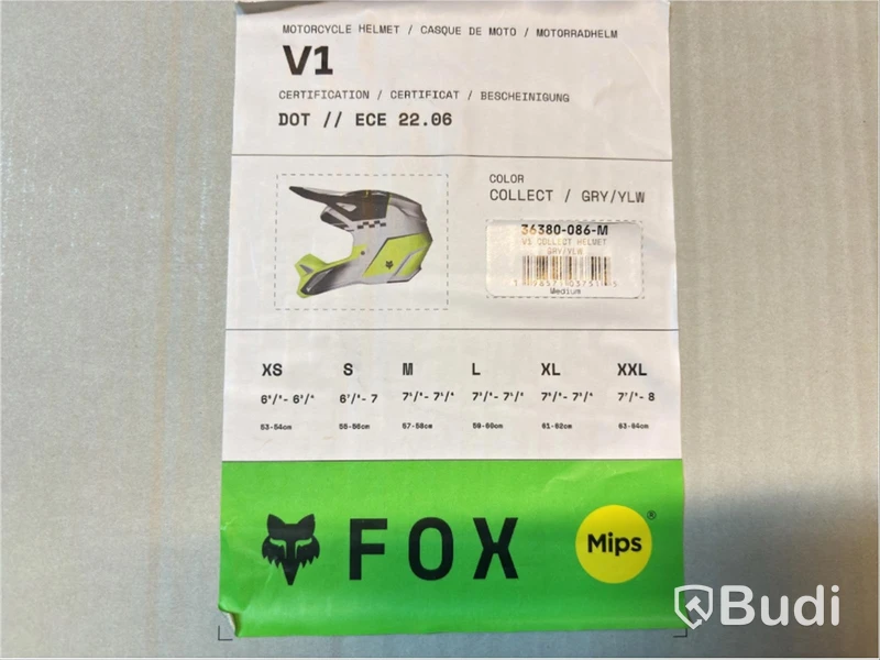 HJÄLM FOX, V1 COLLECT GRAY/YELLOW HELMET, 36380-086-M, STL. M