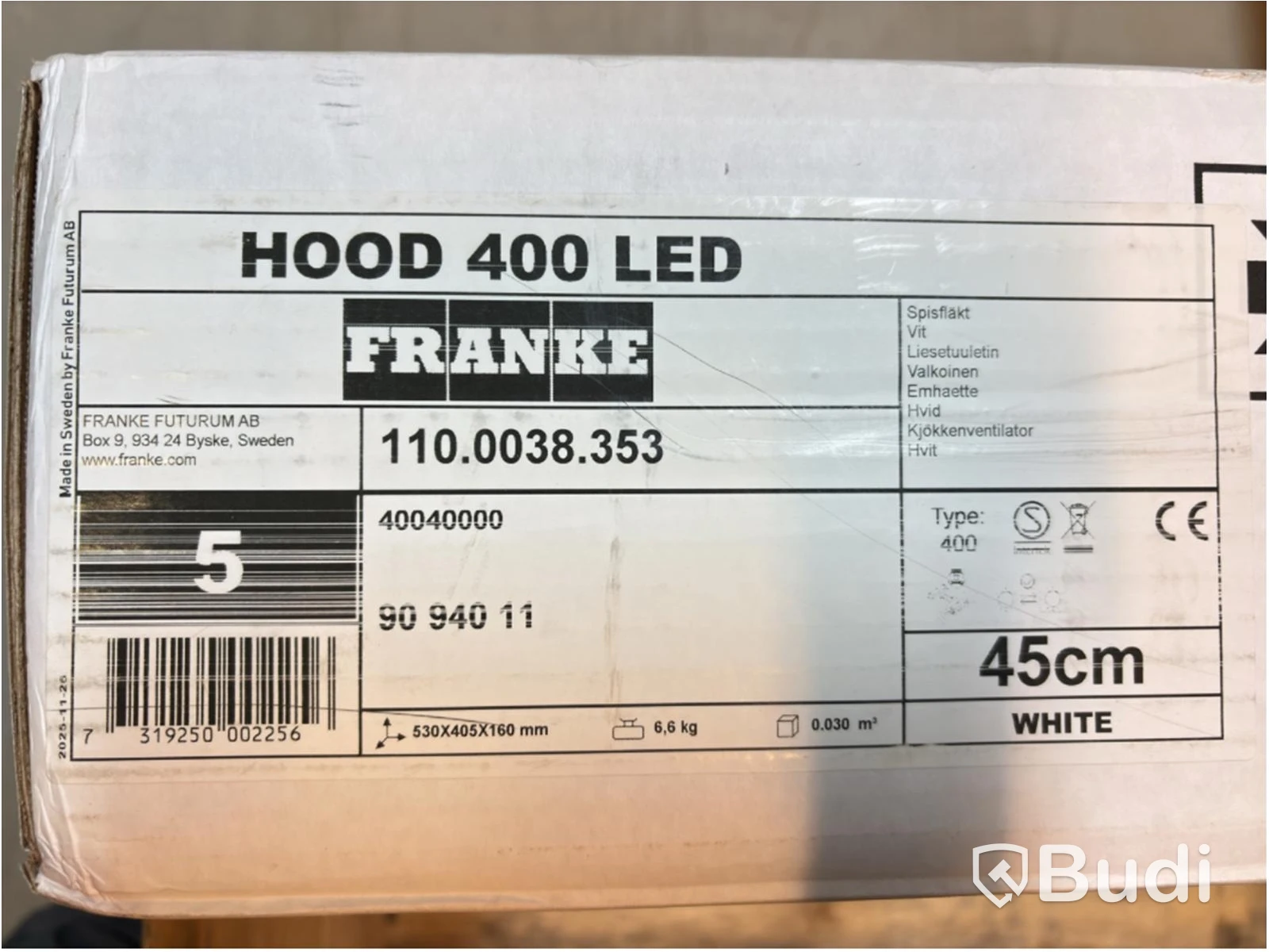 (NEW) FRANKE COOKER HOOD, HOOD 400 LED, 45 CM, WHITE