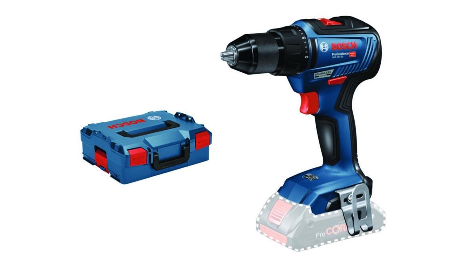 SKRUVDRAGARE BOSCH GSR 18V-55, SOLO L-BOXX 28-55 NM 1,0 KG