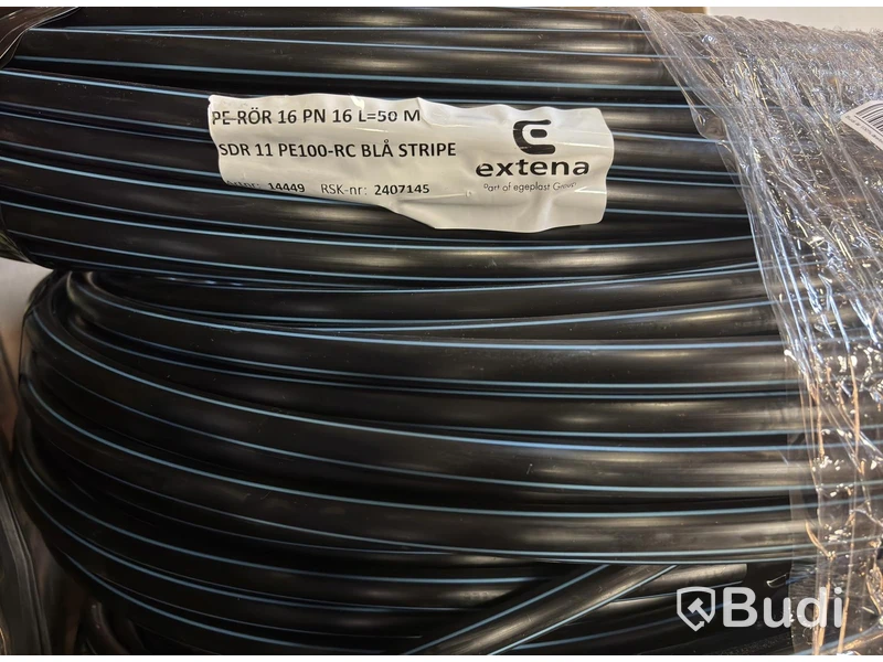 4 ST. PE-RÖR EXTENA, 16 PN 16 L=50 M BLÅ STRIPE