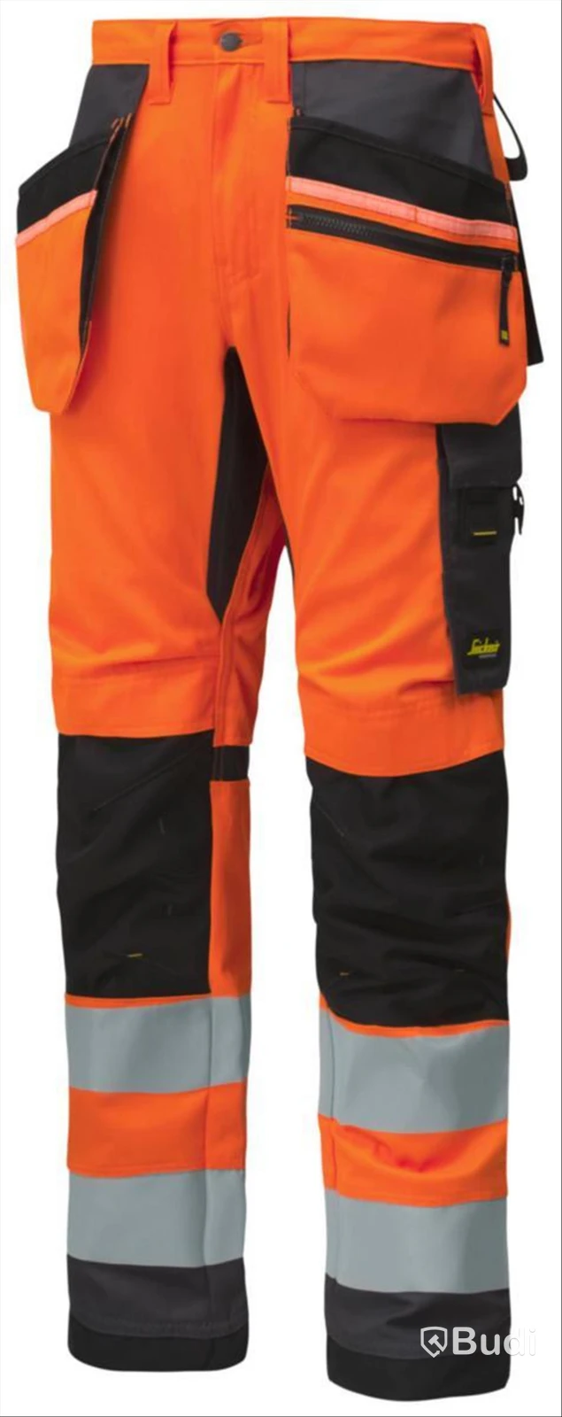 (NEW) SNICKERS 6230 WORK TROUSERS, ORANGE/GREY HI-VIS CL2 AW HF, SIZE 62