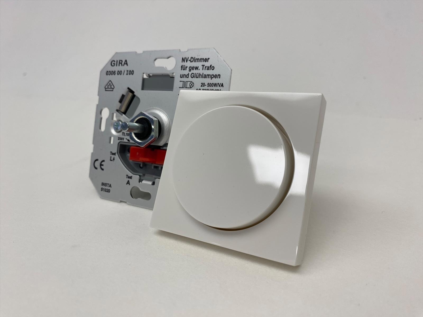 10 st. Lågvoltsdimmer med täckplatta Gira, System 55, kritvit, 20-500W