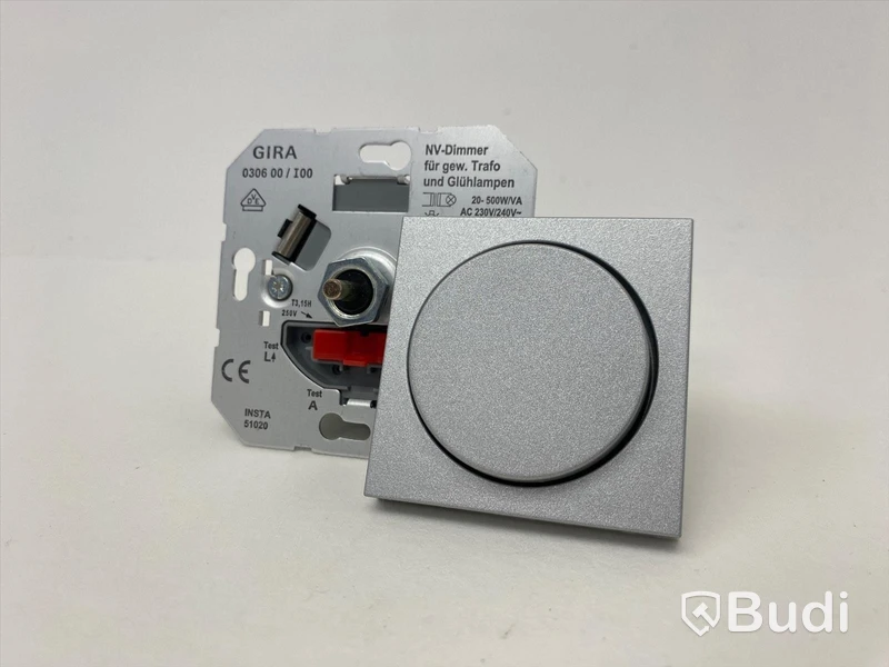 10 st. Lågvoltsdimmer med täckplatta Gira, System 55, aluminium, 20-500W