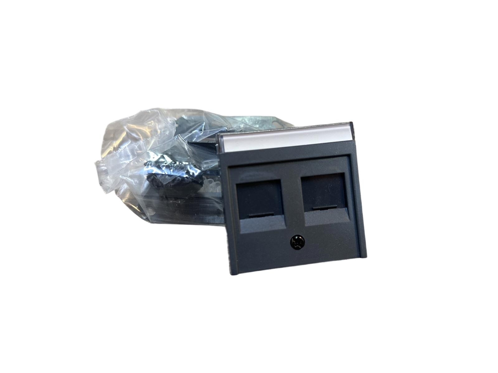 10 ST. VÄGGUTTAG MED TÄCKLOCK GIRA, SYSTEM 55, MODULAR JACK BSF, ANTRACIT
