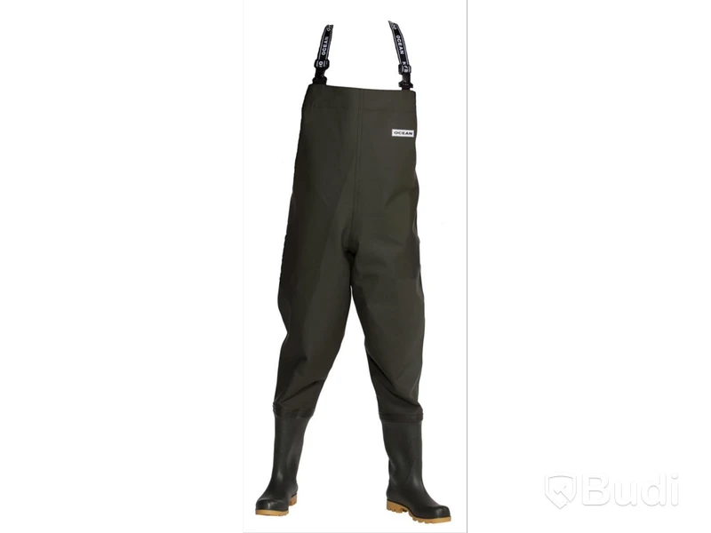 (NEW) WADERS WITH BOOTS 080002, DARK GREEN, SIZE 44