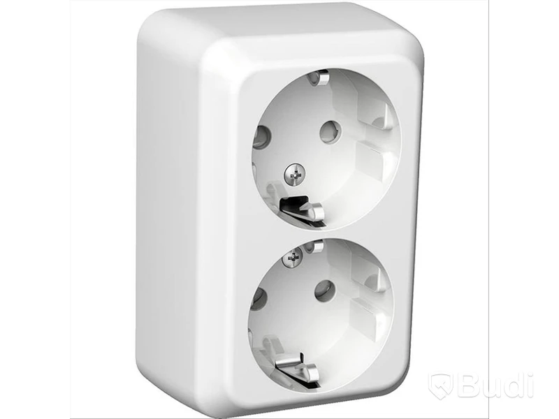 (NEW) SURFACE-MOUNTED DOUBLE SOCKET OUTLET SCHNEIDER ELECTRIC EXXACT WDE002972, GROUNDED, 5 PCS