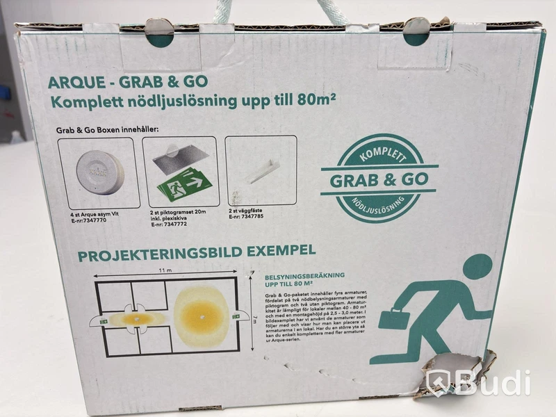 NÖDLJUS ARM LED 26M IP44 LIFEPO4, IRON LUX