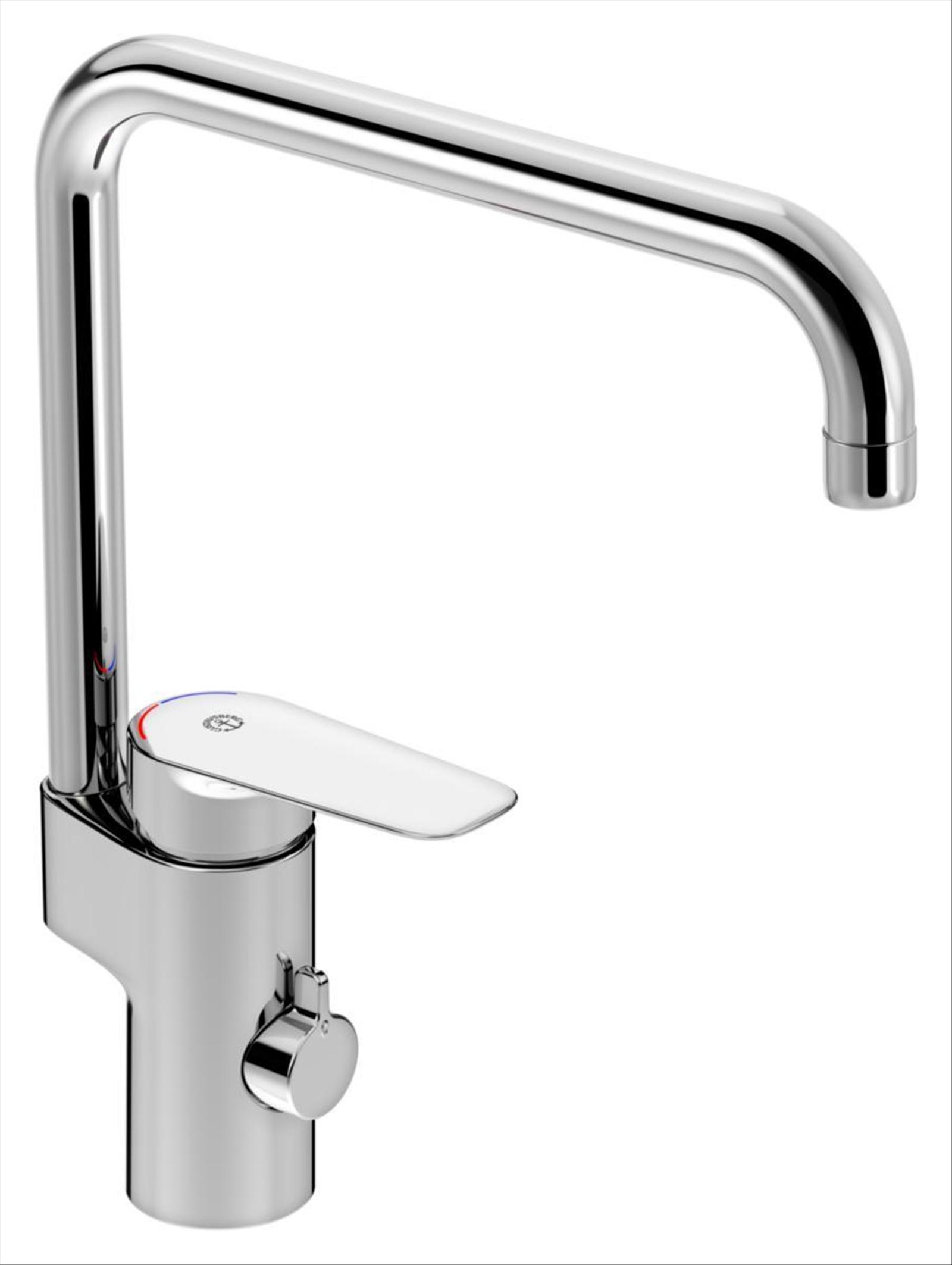 (NEW) GBG ATLANTIC KITCHEN MIXER TAP WITH DISHWASHER SHUT-OFF, HIGH SPOUT, CHROME