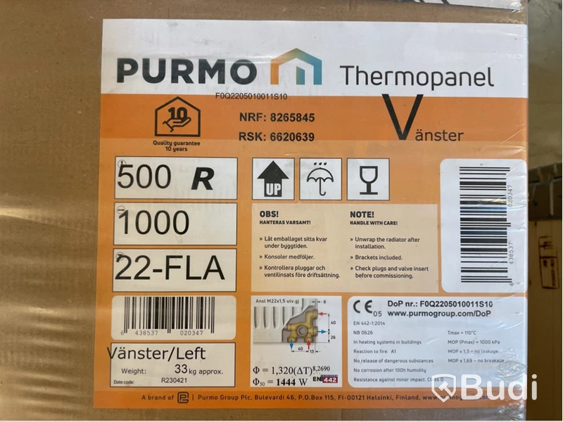 Elradiator Purmo, Thermopanel, Vänster