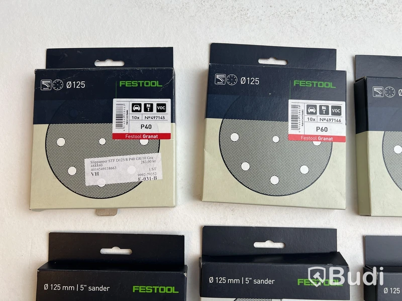 8 st. Förp. Slippapper Festool, Granat, olika modeller