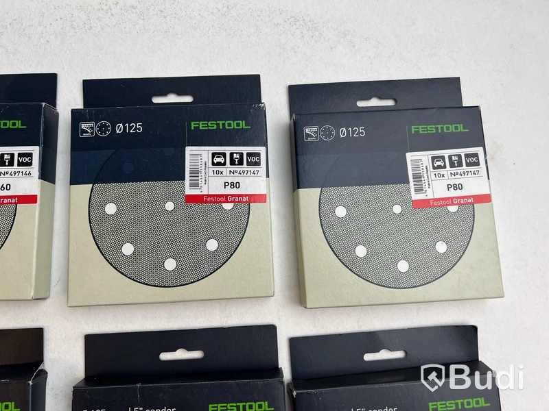 8 st. Förp. Slippapper Festool, Granat, olika modeller
