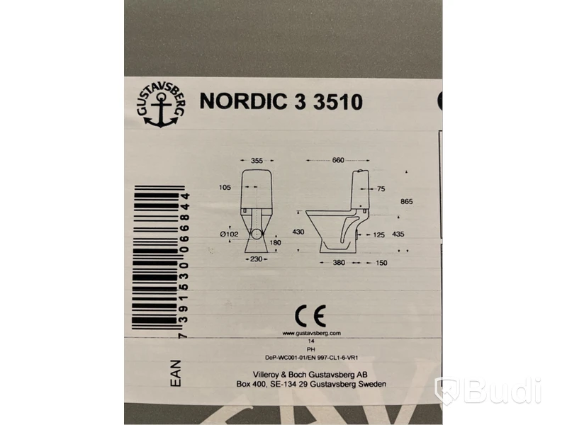 Toalettstol Gustavsberg 3510, med sits SavalNordic3PP, vit.