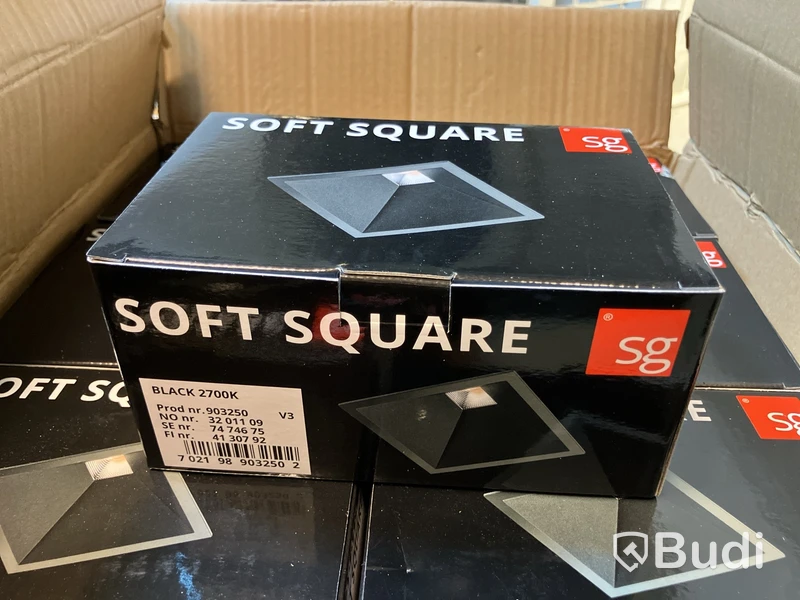 10 st. Soft Square, Svart 880lm 2700K Ra 98, Bakkantsdimmer
