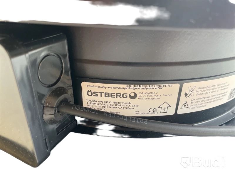 Takfläkt Östberg, TKC 400 C1 svart med kabel