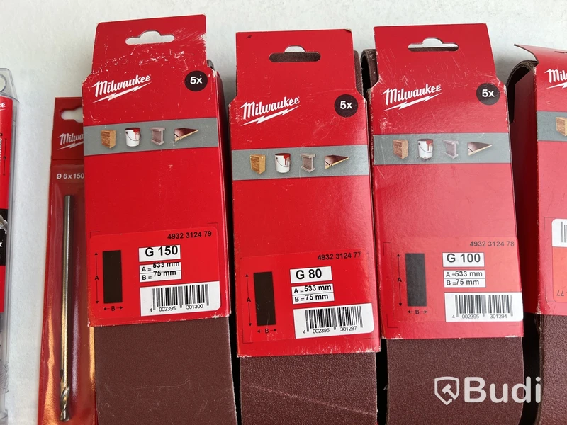 Diverse borr, slippapper och verktyg, Milwaukee