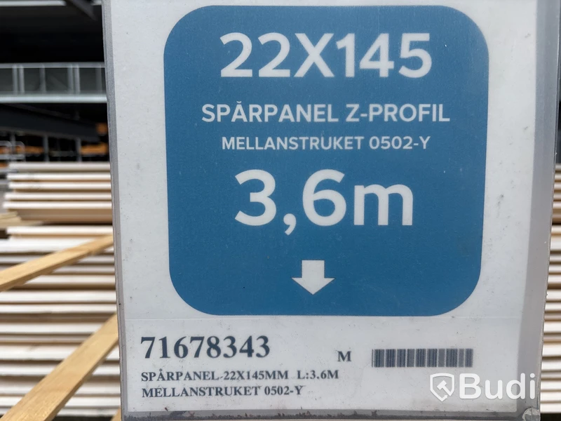 55 st.  Spårpanel Falsad med fasade kanter 22X145MM L:3.6M Mellanstruken, 71678343