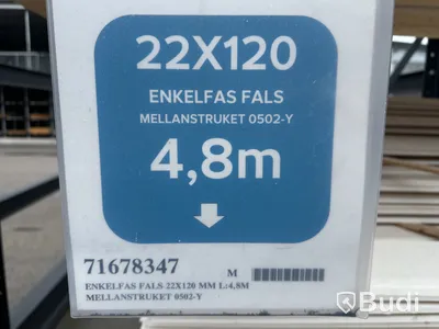 160 st. Klädselbräda Enkelfas Fals 22X120MM L:4,8M Mellanstruken, 71678347