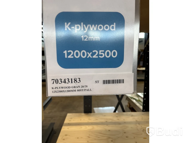 5 st. Konstruktionsplywood, K-plywood Gran 20/70, 12X2500X1200MM, 70343183