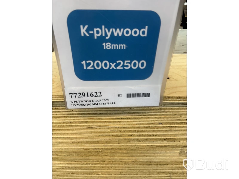 34 st. Konstruktionsplywood, K-plywood Gran 20/70, 18X2500X1200MM, 77291622