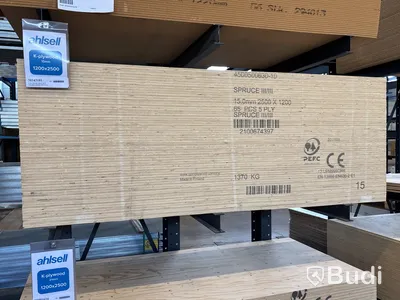 55 st. Konstruktionsplywood, K-plywood Gran 20/70, 15X2500X1200MM, 70343181