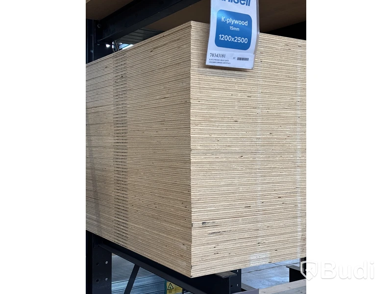55 st. Konstruktionsplywood, K-plywood Gran 20/70, 15X2500X1200MM, 70343181