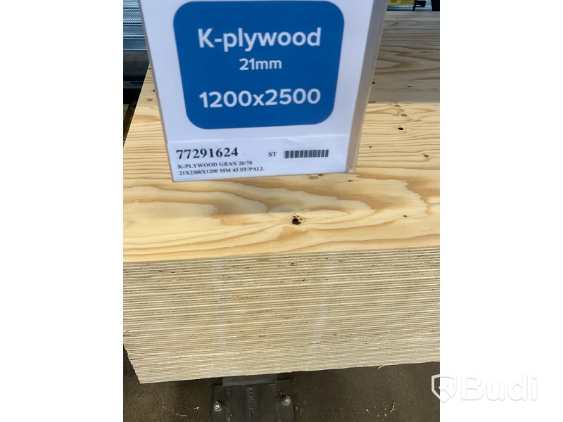 19 st. Konstruktionsplywood, K-plywood Gran 20/70, 21X2500X1200MM, 77291624