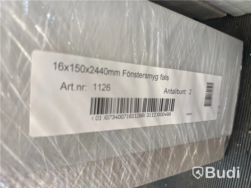 16 st. Fönstersmyg 16x150 mm falsad l:2440 mm vit ncs 0502-y, 604097