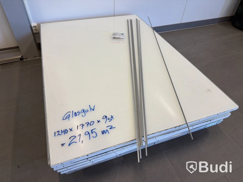 Glasgolv ca 22 m² – aluminiumprofiler