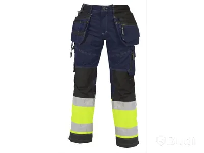 (NEW) LOT OF BJÖRNKLÄDER HI-VIS CLASS 1 WORK TROUSERS, P/C, NAVY/YELLOW, VARIOUS SIZES