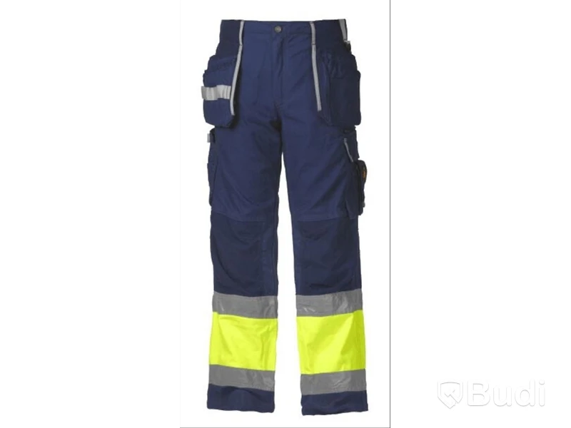 4 st. HANTVERKARBYXA BJÖRNKLÄDER, JUBILEUM VARSEL KLASS 1 MARIN/GUL, OLIKA STORLEKAR