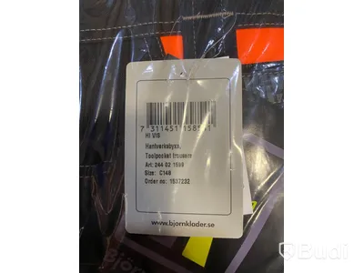 (NEW) 4 pcs. BJÖRNKLÄDER WORK TROUSERS, HI-VIS CLASS 1, P/B, BLACK/ORANGE, SIZE C148