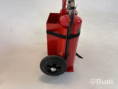 2 st. Brandsläckare på vagn inkl. Brandfilt och brandhandskar