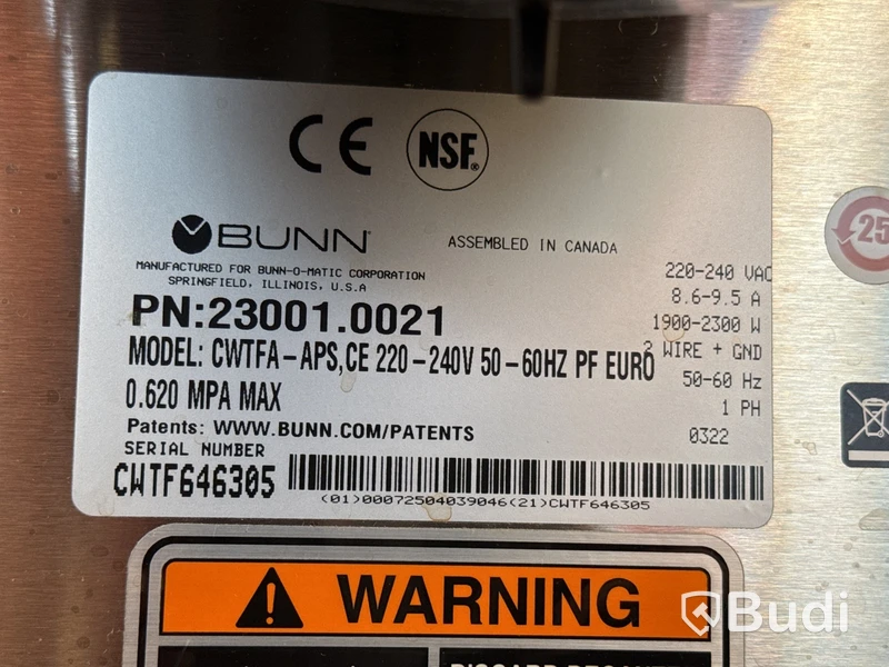 Kaffebryggare Bunn CWTFA-APS