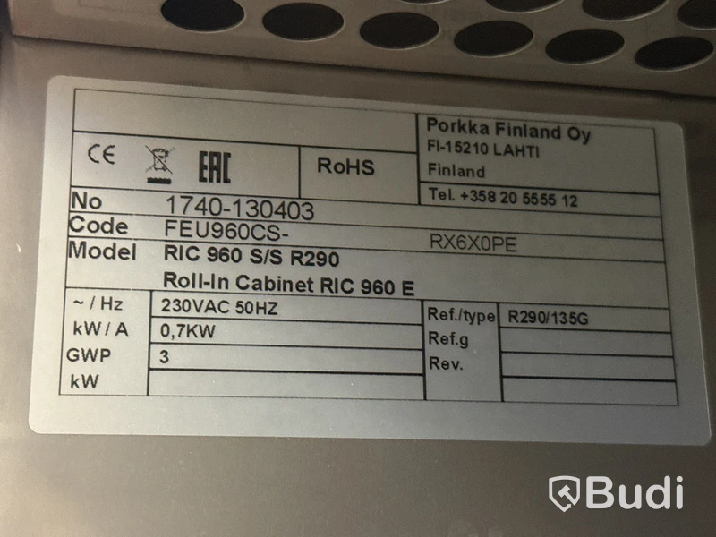 Kylskåp för rullvagn Porkka RIC 960 S/S