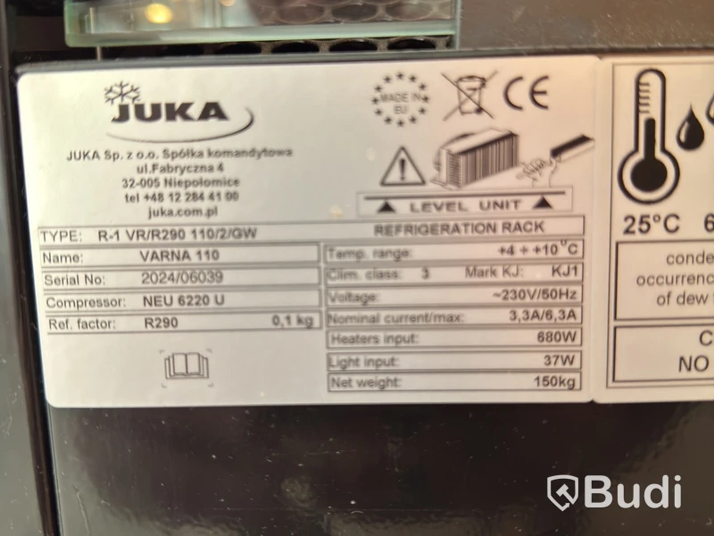 Juka VARNA 110 refrigerated display counter, black, for beverages and takeaway