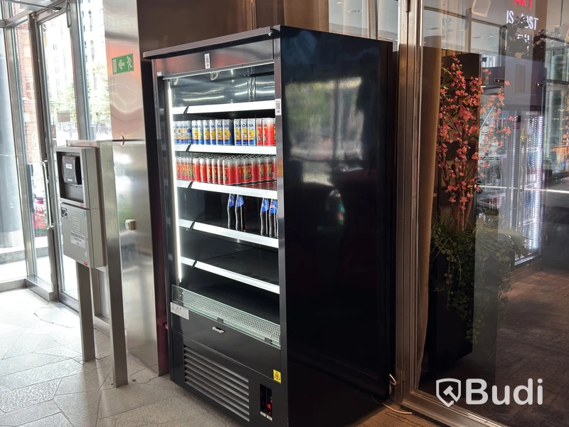 Juka VARNA 110 refrigerated display counter, black, for beverages and takeaway