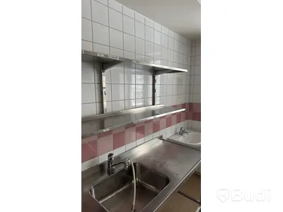Rostfri bänk med hyllor, 180 cm