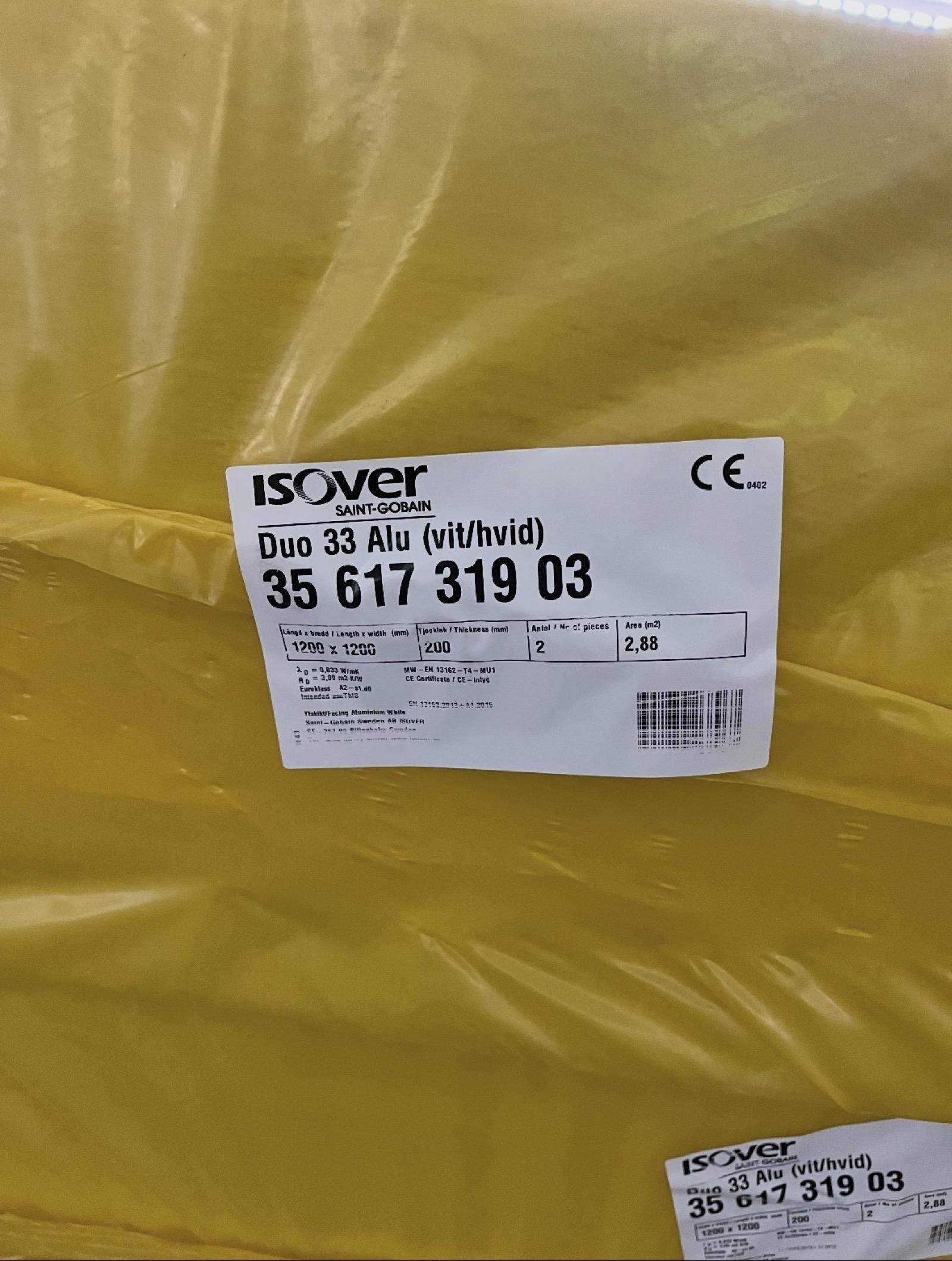 184 kvm Isover duo 33 Alu - vit (11 pall)